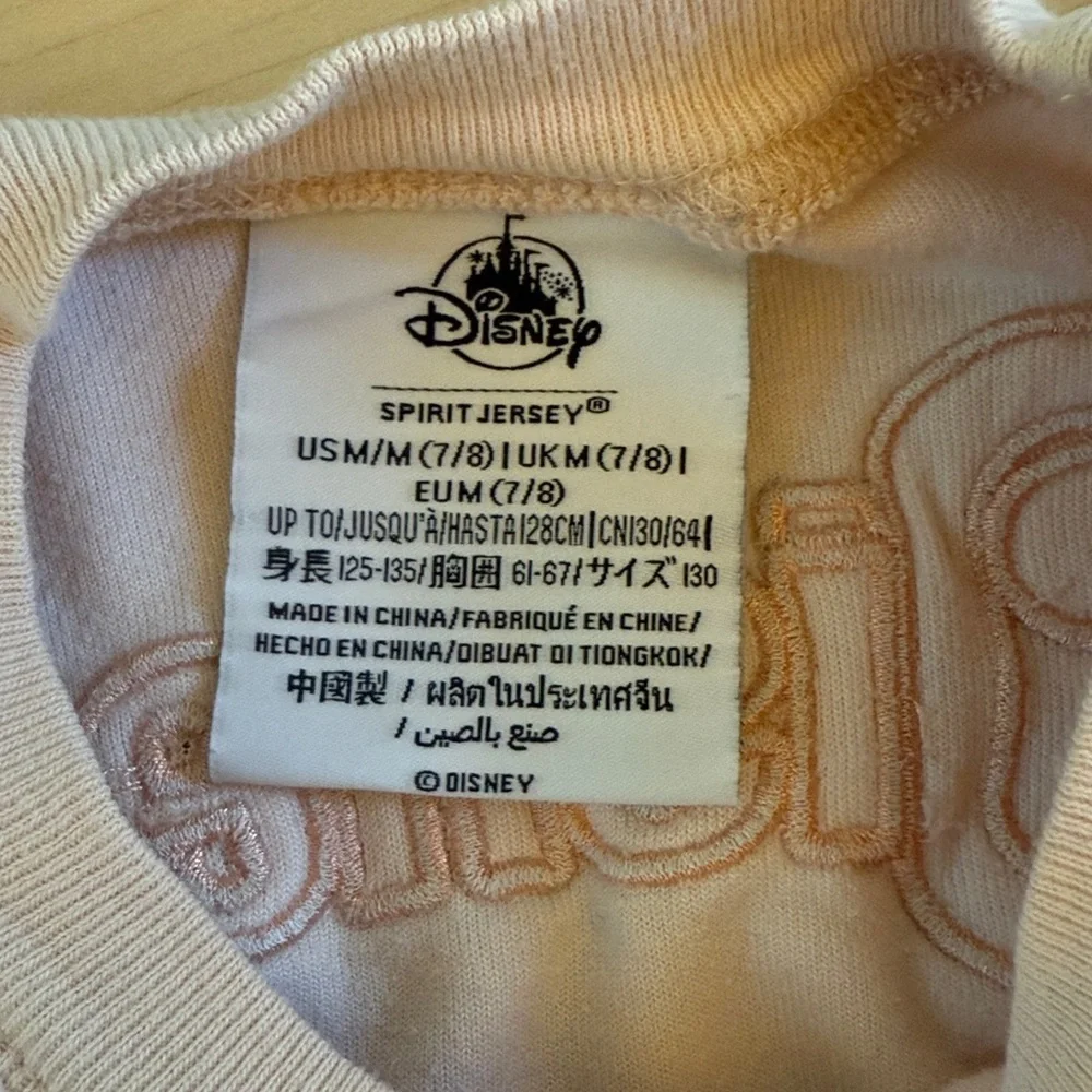 Disneyland Peach Spirit Jersey Girls 7/8 Embroidered Floral Velour Pink 1955 Med